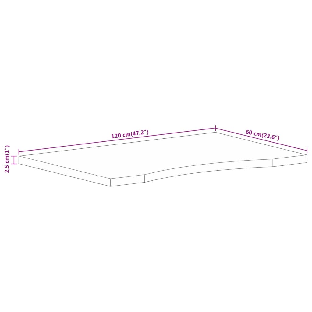 Bureaublad met ronding 120x60x2,5 cm massief ruw mangohout is nu te koop bij PeponiXL, paradijselijk wonen!