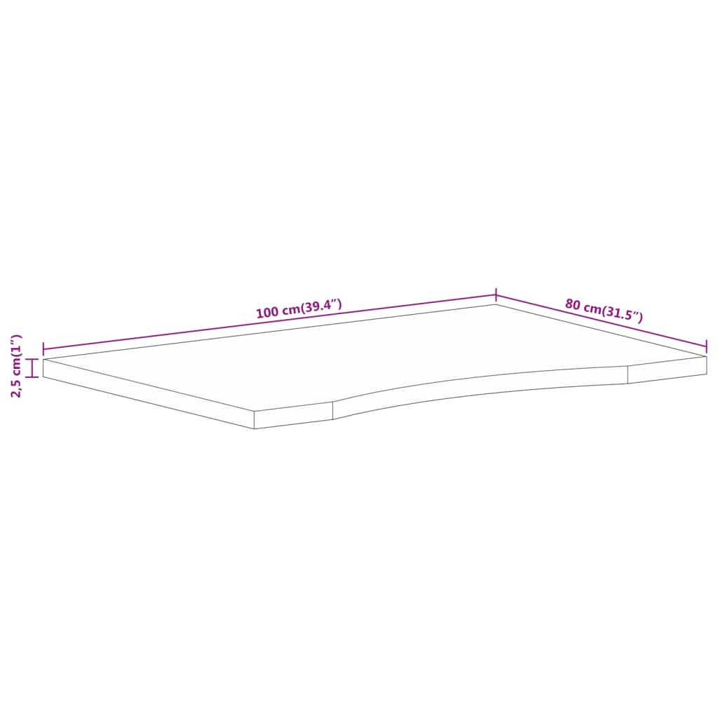 Bureaublad met ronding 100x80x2,5 cm massief ruw mangohout is nu te koop bij PeponiXL, paradijselijk wonen!