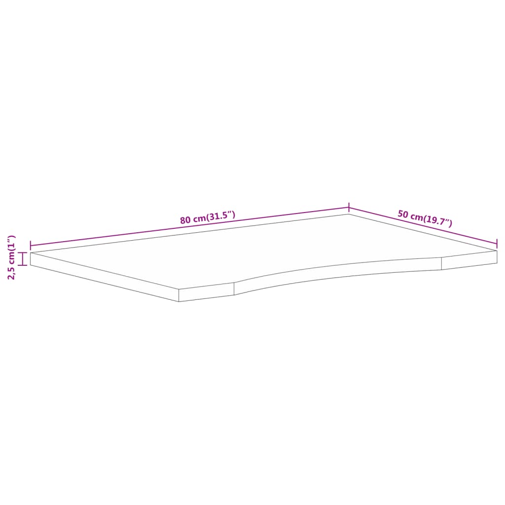 Bureaublad met ronding 80x50x2,5 cm massief ruw mangohout is nu te koop bij PeponiXL, paradijselijk wonen!