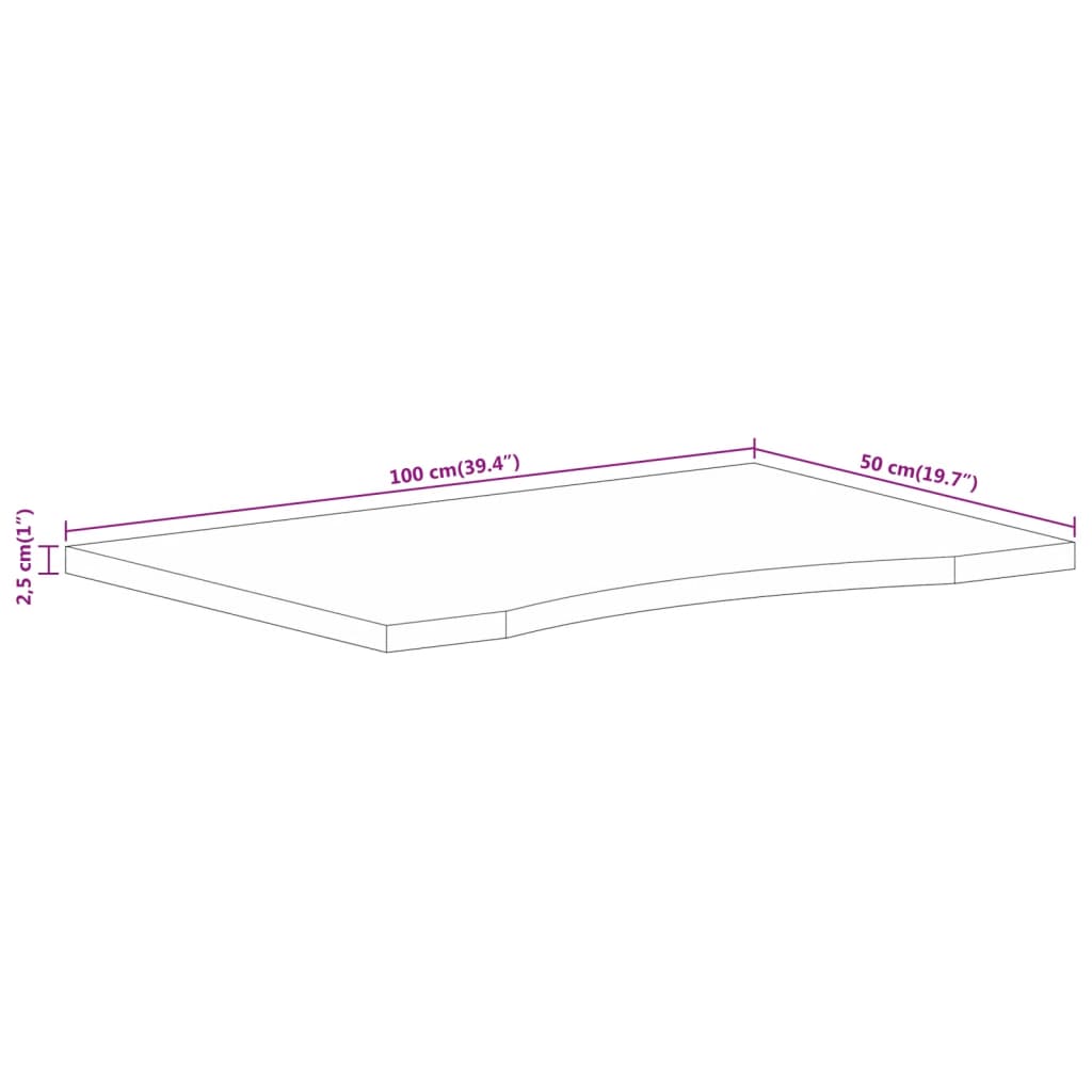 Bureaublad met ronding 100x50x2,5 cm massief ruw mangohout is nu te koop bij PeponiXL, paradijselijk wonen!