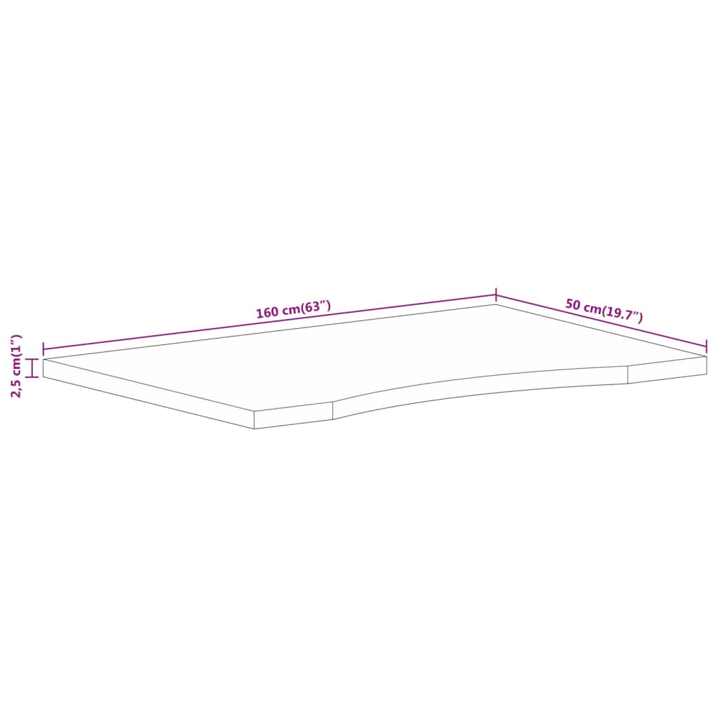 Bureaublad met ronding 160x50x2,5 cm massief ruw mangohout is nu te koop bij PeponiXL, paradijselijk wonen!