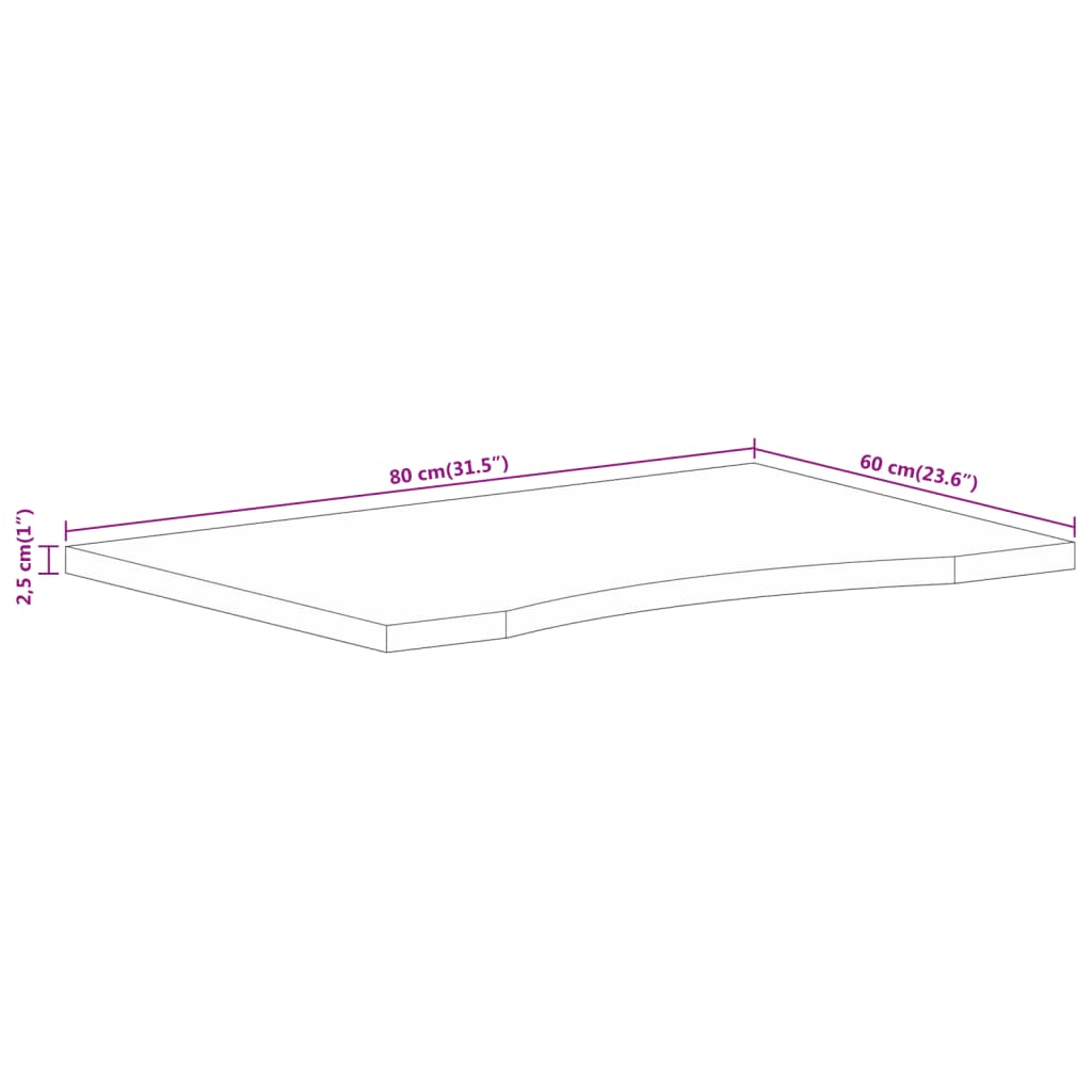 Bureaublad met ronding 80x60x2,5 cm massief ruw mangohout is nu te koop bij PeponiXL, paradijselijk wonen!