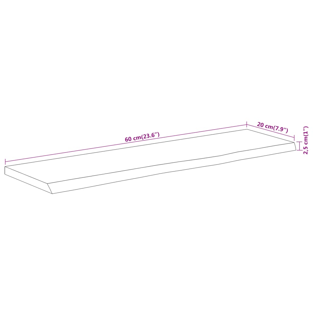 Wandschap rechthoekig natuurlijke rand 60x20x2,5 cm acaciahout is nu te koop bij PeponiXL, paradijselijk wonen!