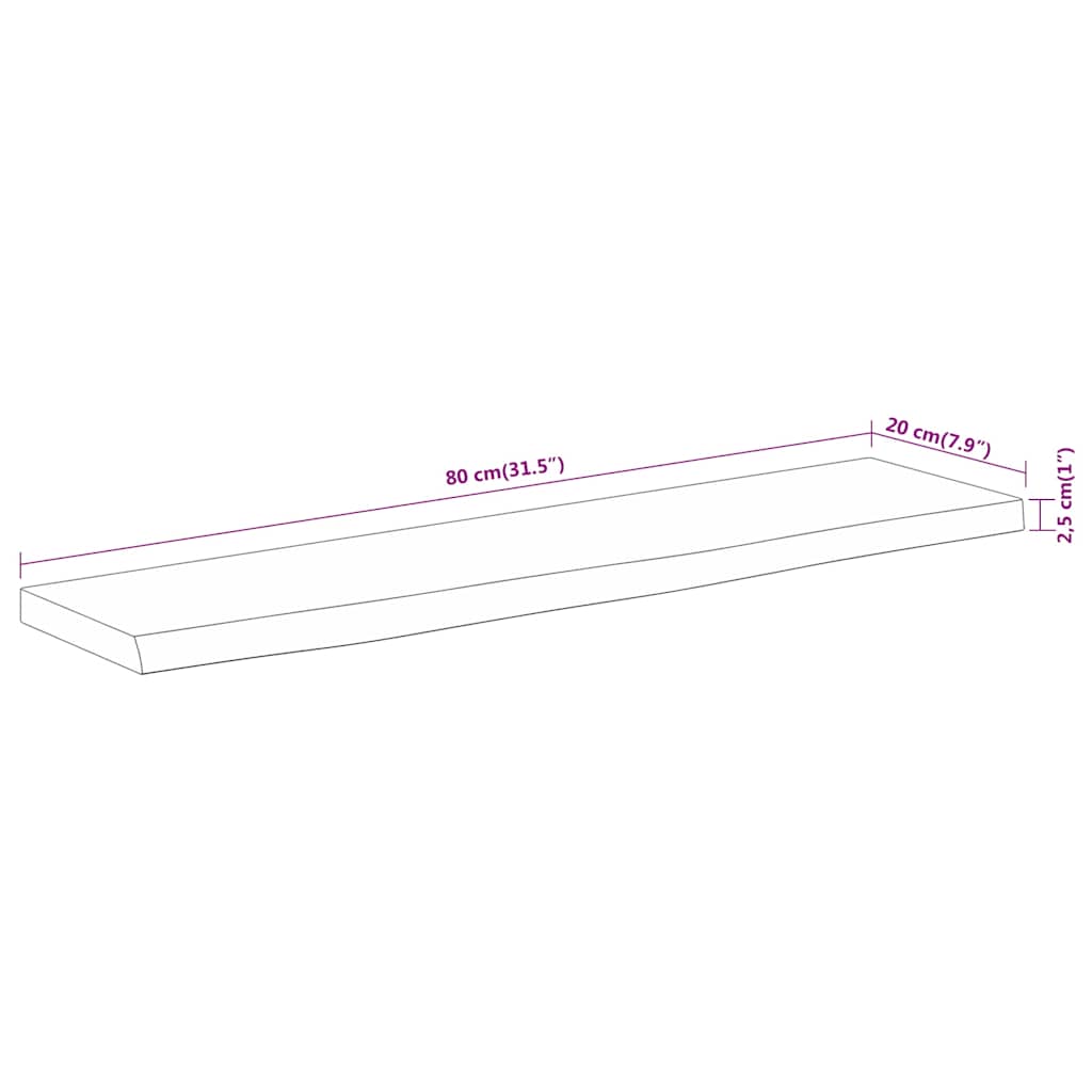 Wandschap rechthoekig natuurlijke rand 80x20x2,5 cm acaciahout is nu te koop bij PeponiXL, paradijselijk wonen!