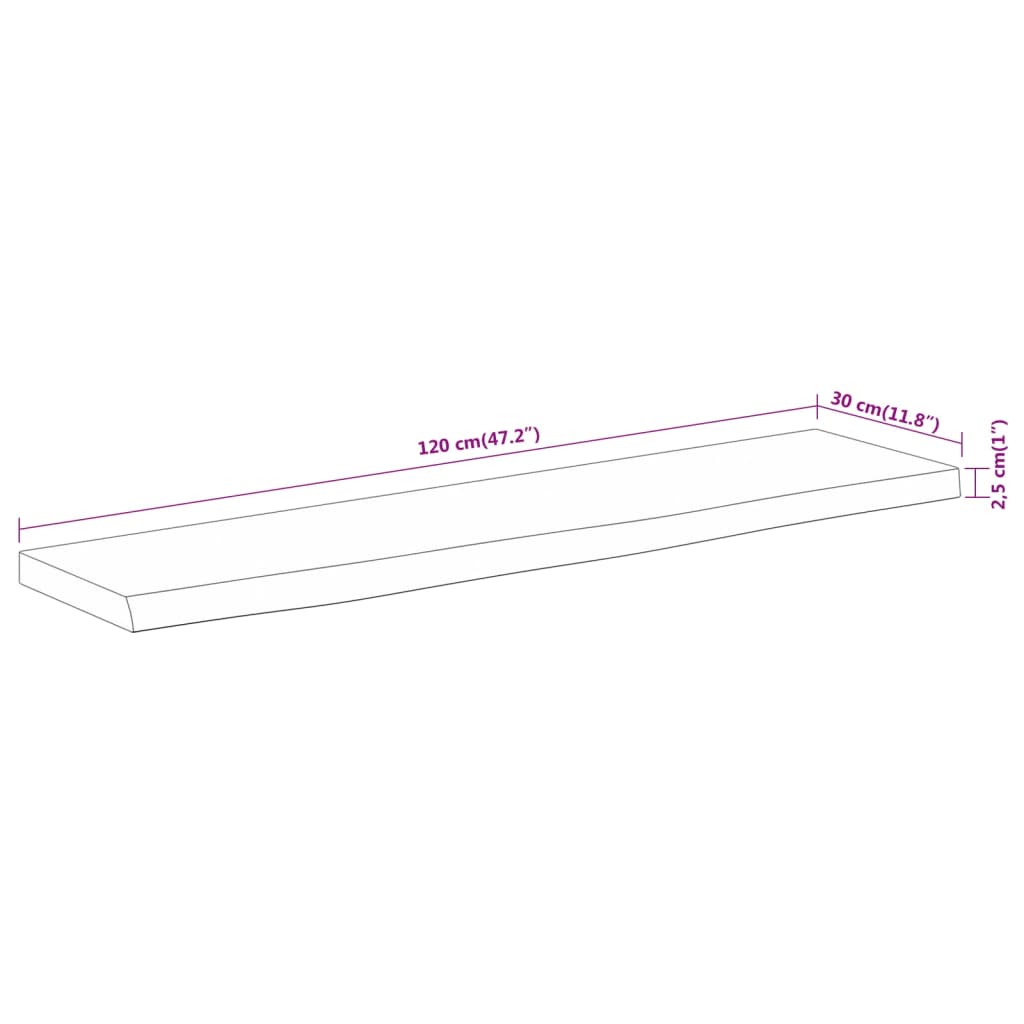 Wandschap rechthoekig natuurlijke rand 120x30x2,5 cm acaciahout is nu te koop bij PeponiXL, paradijselijk wonen!
