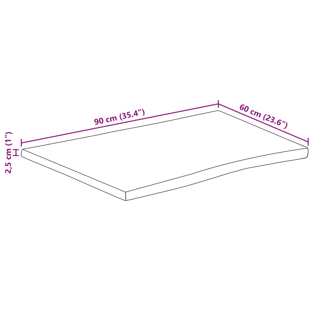 Tafelblad rechthoekig natuurlijke rand 90x60x2,5 cm acaciahout is nu te koop bij PeponiXL, paradijselijk wonen!