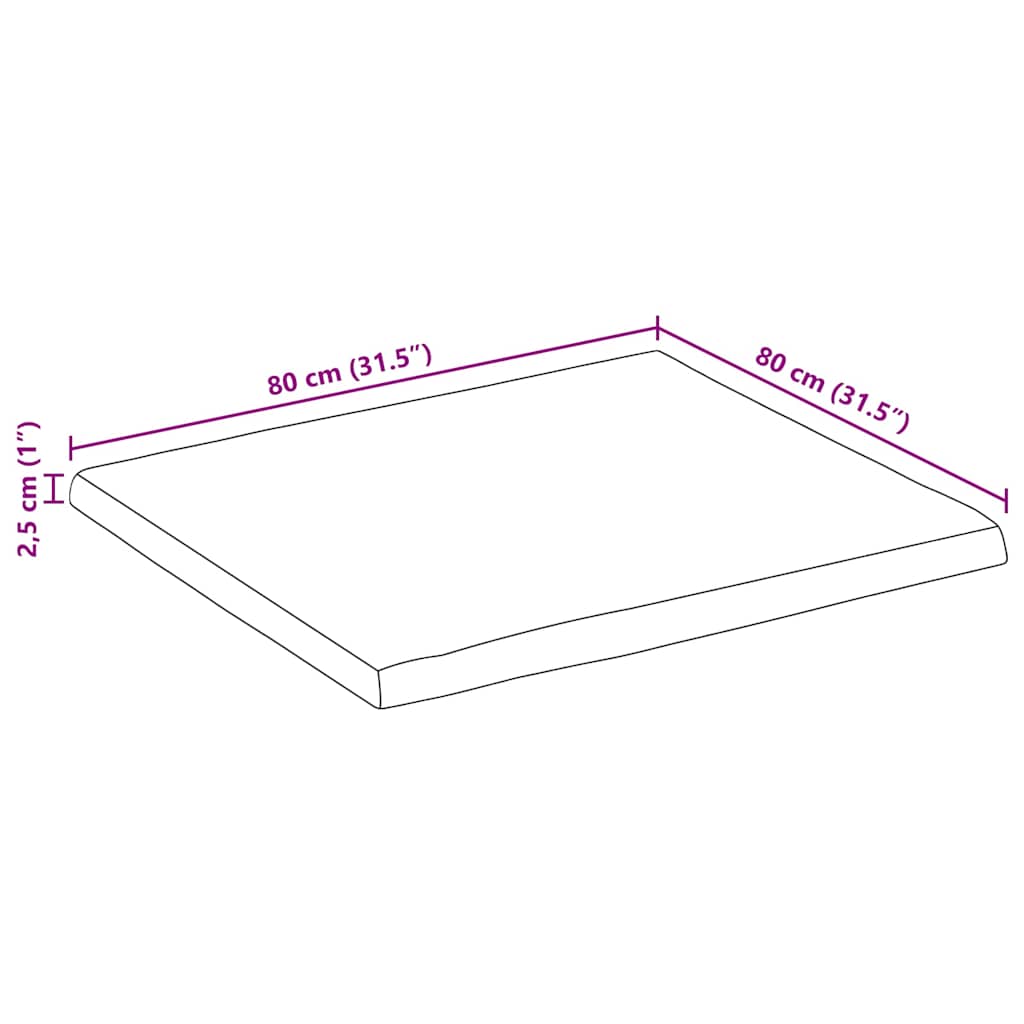 Tafelblad vierkant natuurlijke rand 80x80x2,5 cm acaciahout is nu te koop bij PeponiXL, paradijselijk wonen!