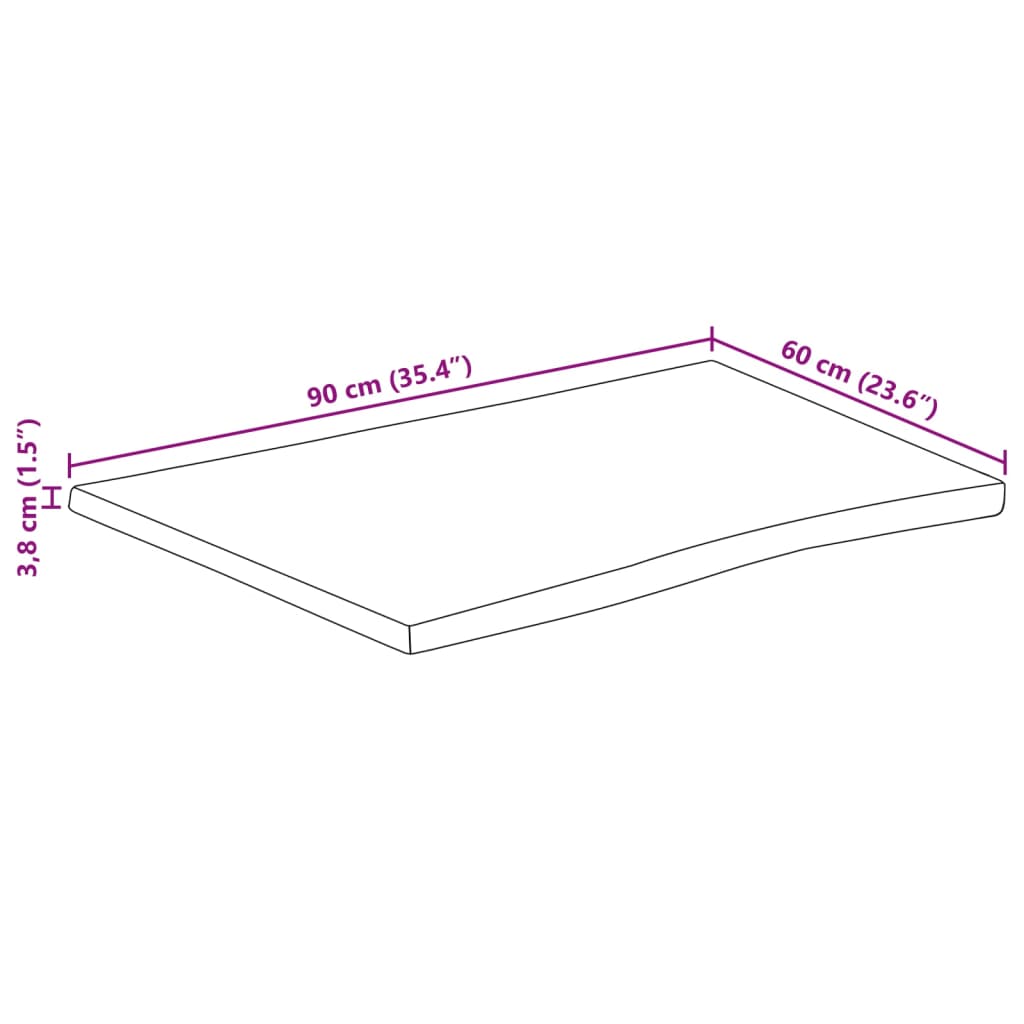 Tafelblad rechthoekig natuurlijke rand 90x60x3,8 cm acaciahout is nu te koop bij PeponiXL, paradijselijk wonen!