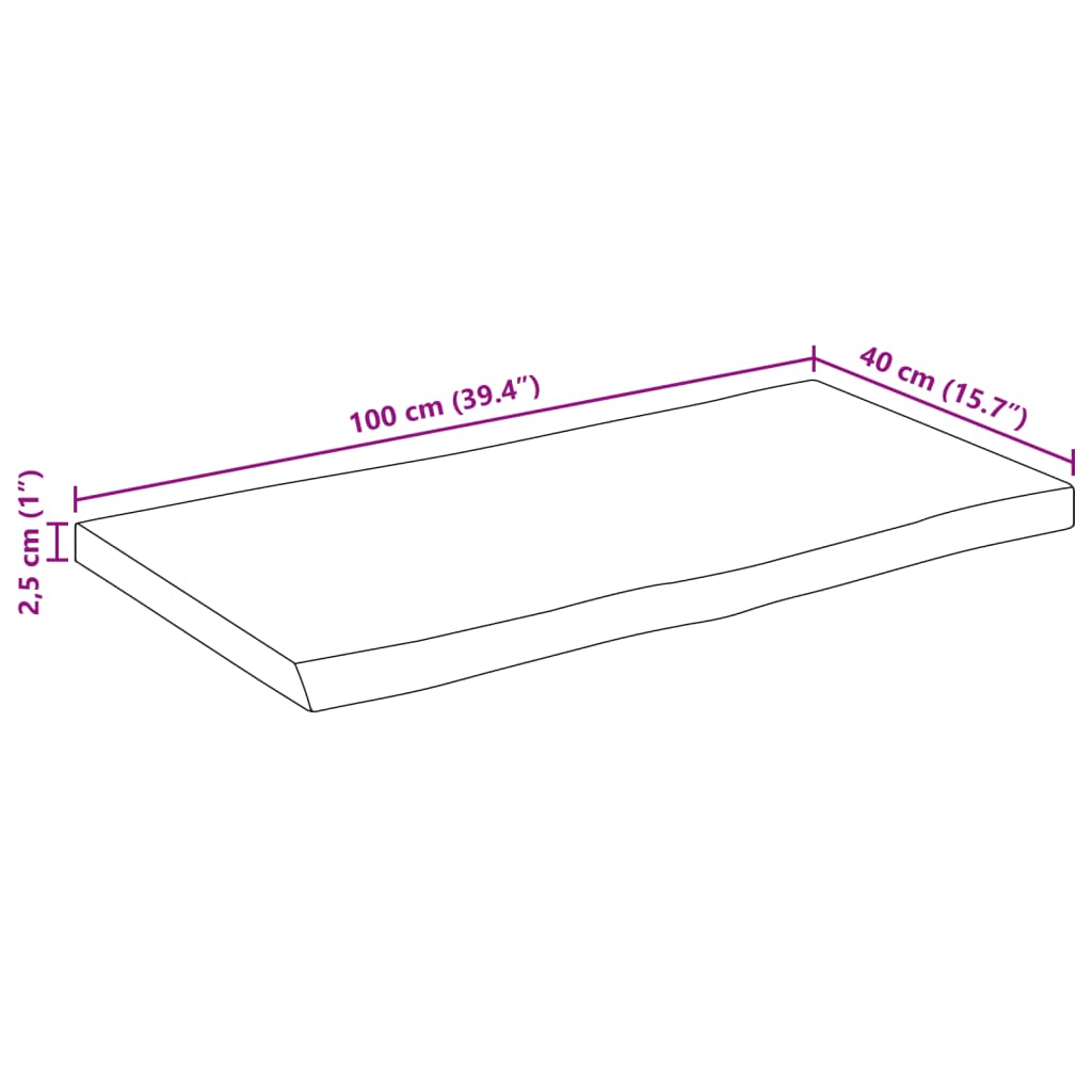 Tafelblad met natuurlijke rand 100x40x2,5 cm massief mangohout is nu te koop bij PeponiXL, paradijselijk wonen!