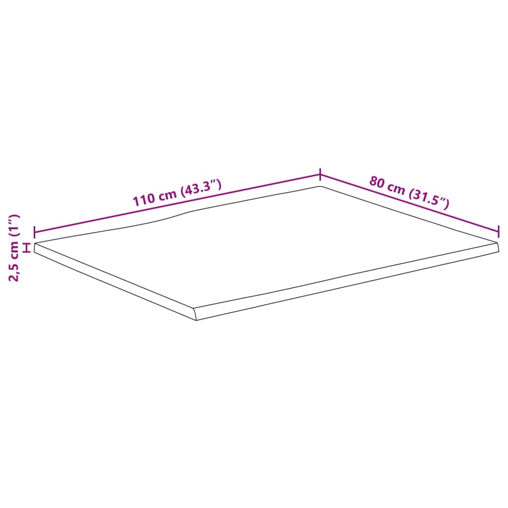 Tafelblad met natuurlijke rand 110x80x2,5 cm massief mangohout is nu te koop bij PeponiXL, paradijselijk wonen!