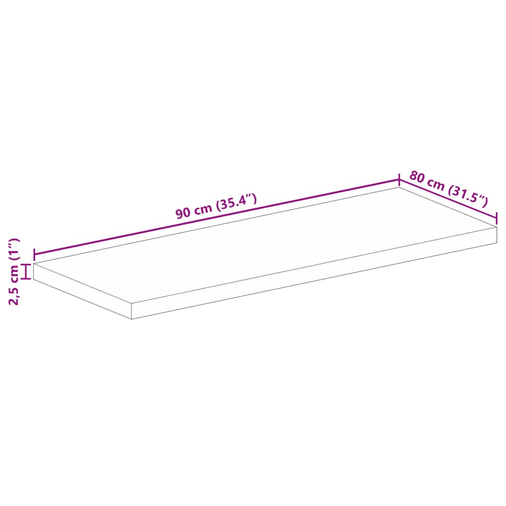 Tafelblad rechthoekig 90x80x2,5 cm massief acaciahout is nu te koop bij PeponiXL, paradijselijk wonen!