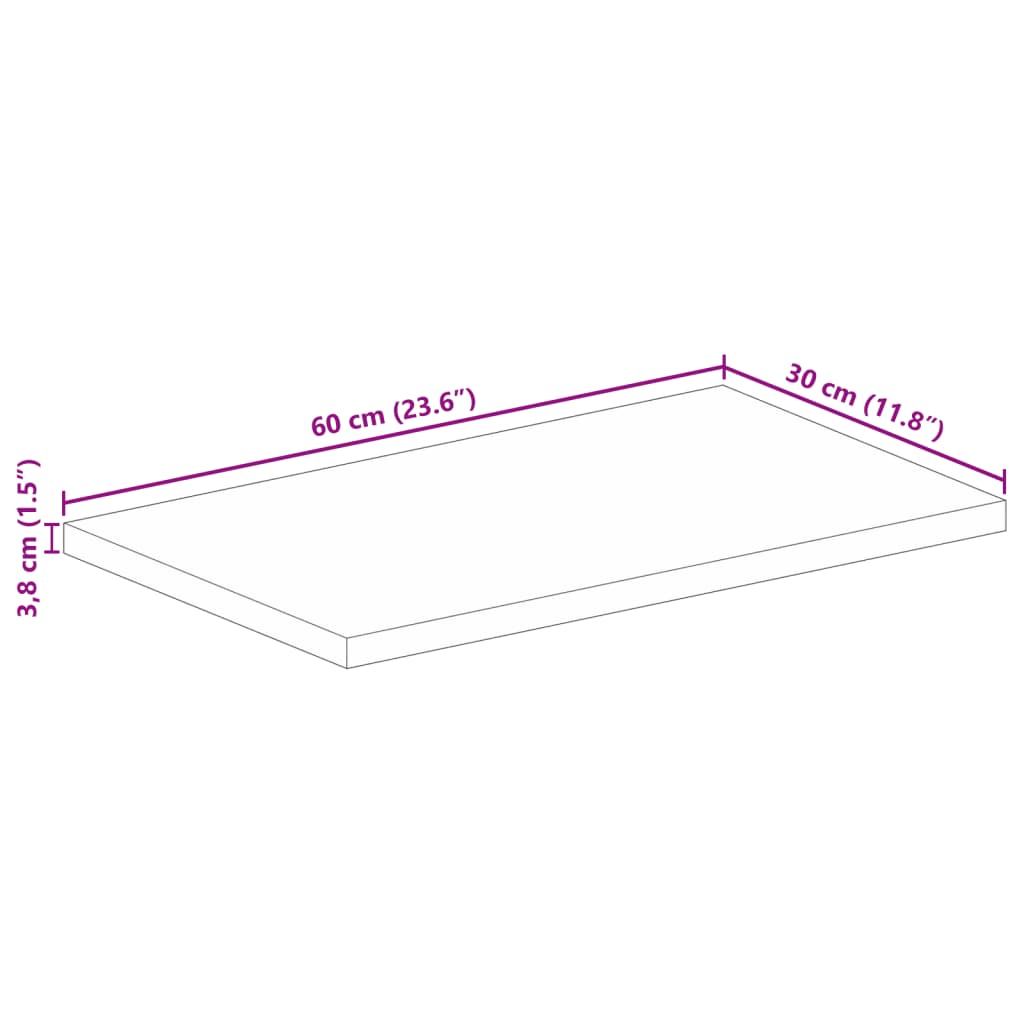 Tafelblad rechthoekig 60x30x3,8 cm massief acaciahout is nu te koop bij PeponiXL, paradijselijk wonen!