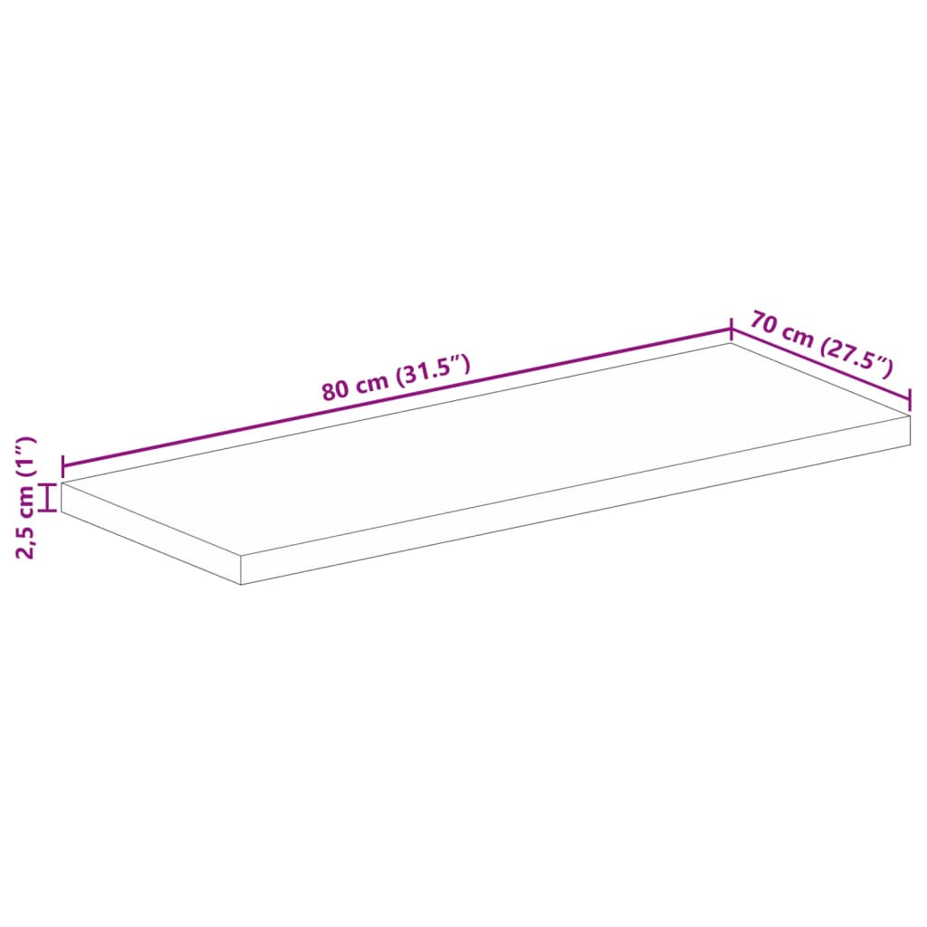 Tafelblad rechthoekig 80x70x2,5 cm massief gerecycled hout is nu te koop bij PeponiXL, paradijselijk wonen!