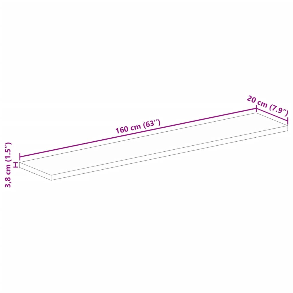 Tafelblad rechthoekig 160x20x3,8 cm massief mangohout is nu te koop bij PeponiXL, paradijselijk wonen!