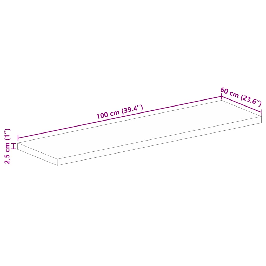 Tafelblad rechthoekig 100x60x2,5 cm massief mangohout is nu te koop bij PeponiXL, paradijselijk wonen!