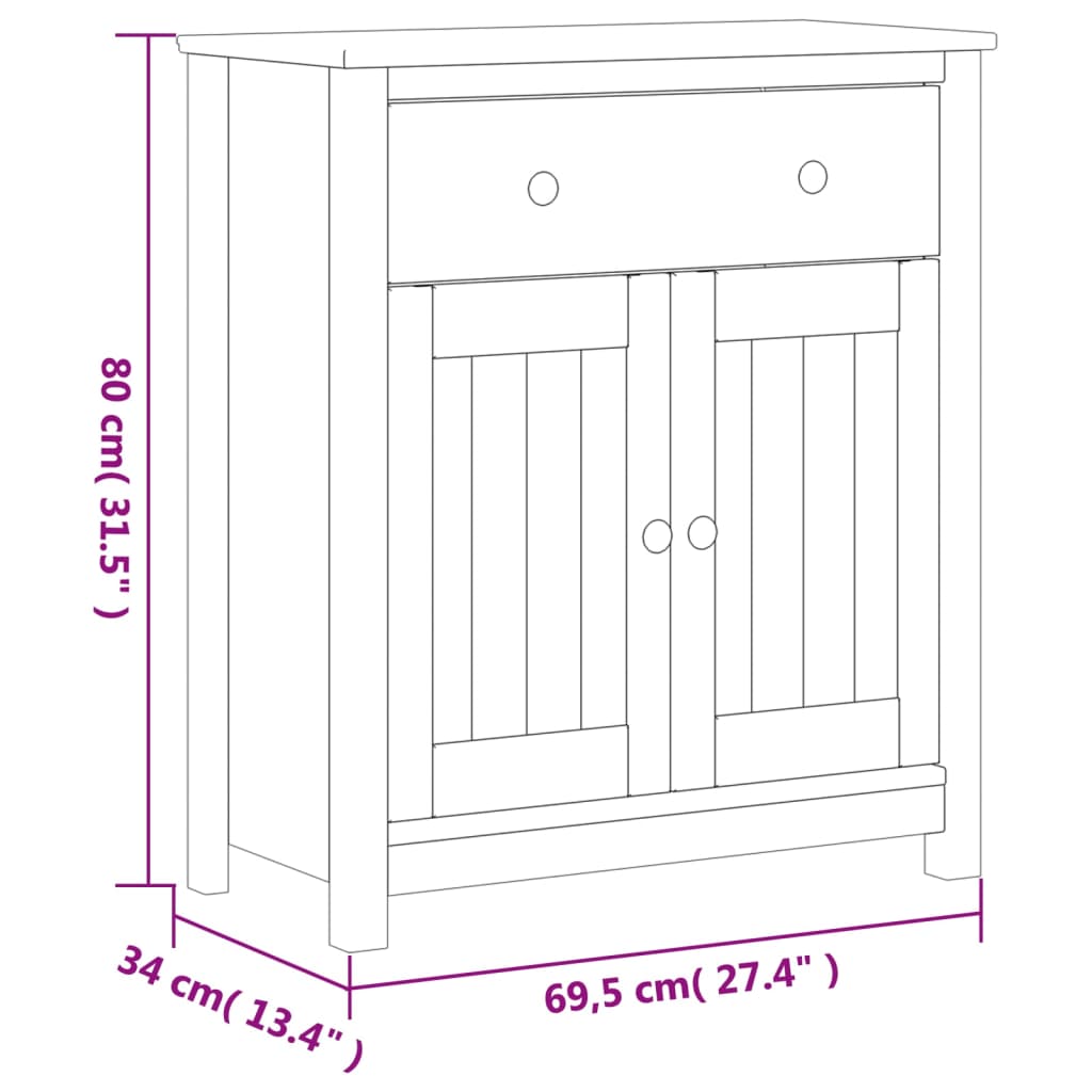 Badkamerkast BERG 69,5x34x80 cm massief grenenhout wit is nu te koop bij PeponiXL, paradijselijk wonen!