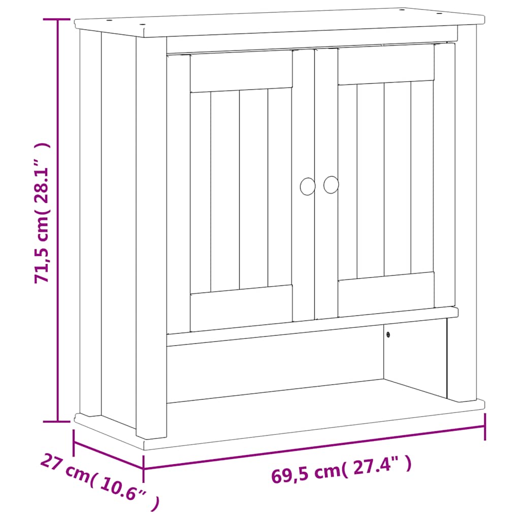 Badkamerkast BERG 69,5x27x71,5 cm massief grenenhout wit is nu te koop bij PeponiXL, paradijselijk wonen!