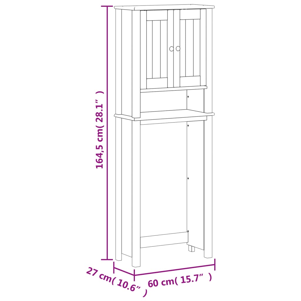 Toiletmeubel BERG 60x27x164,5 cm massief hout wit is nu te koop bij PeponiXL, paradijselijk wonen!