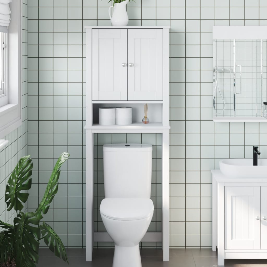Toiletmeubel BERG 60x27x164,5 cm massief hout wit is nu te koop bij PeponiXL, paradijselijk wonen!