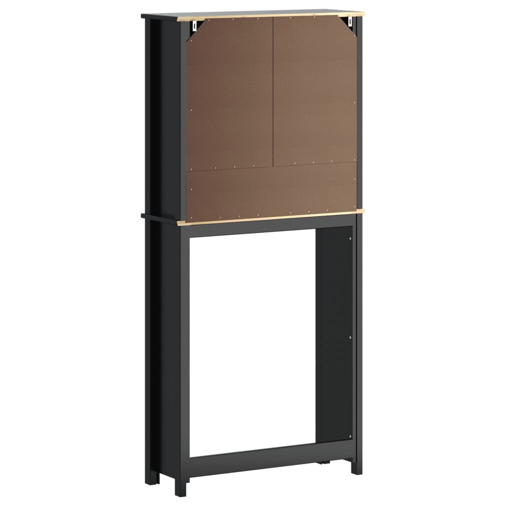 Wasmachinekast BERG 76x27x164,5 cm massief hout zwart is nu te koop bij PeponiXL, paradijselijk wonen!