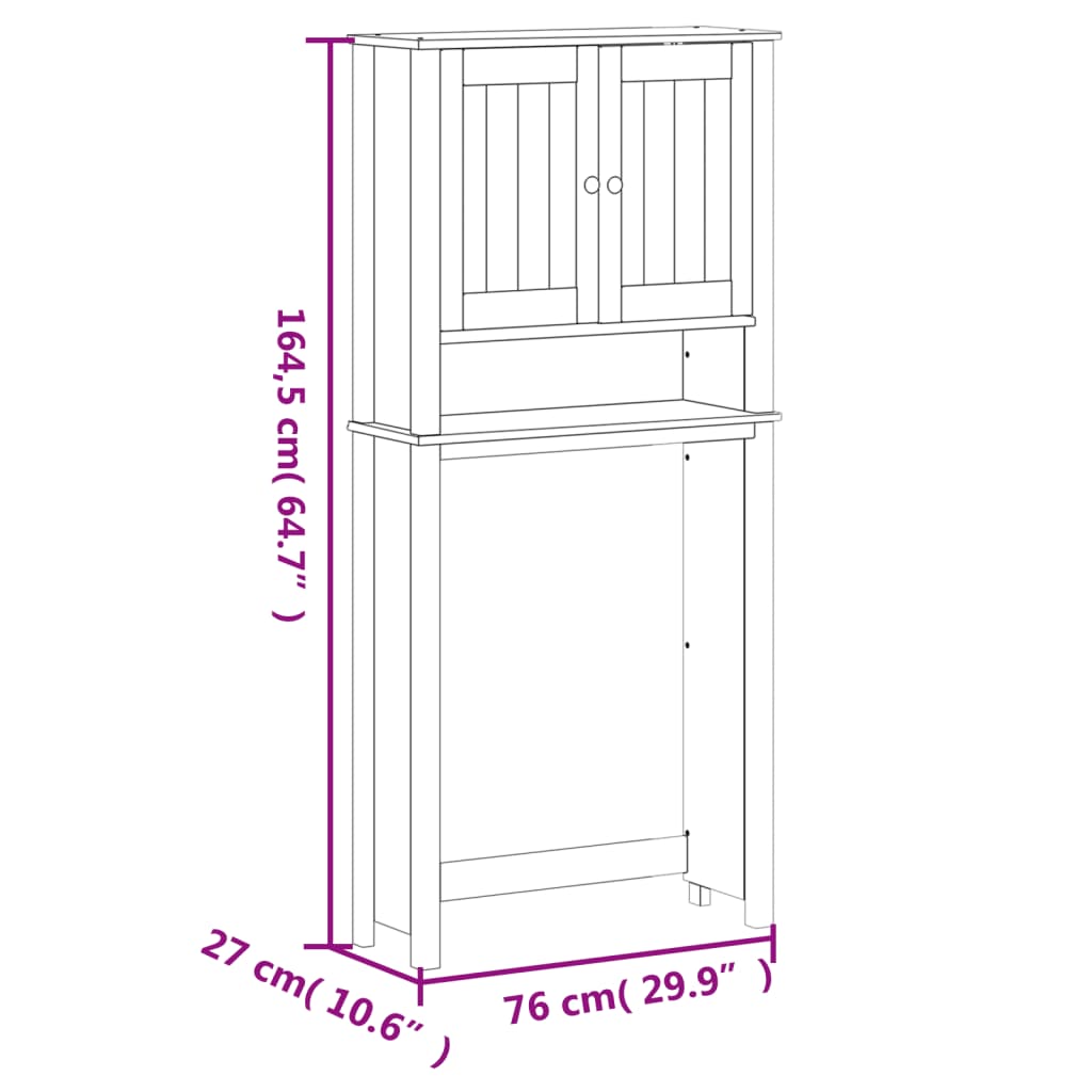 Wasmachinekast BERG 76x27x164,5 cm massief hout zwart is nu te koop bij PeponiXL, paradijselijk wonen!