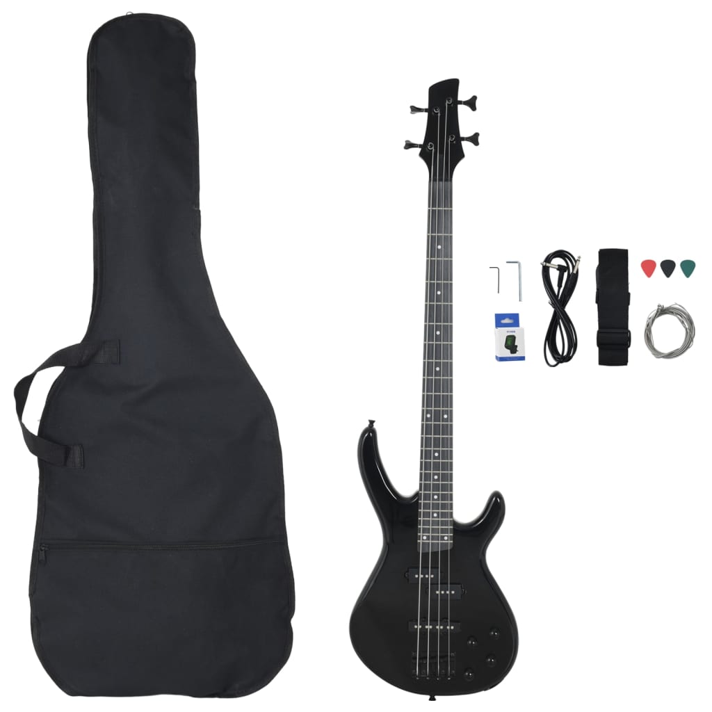 Basgitaar voor beginners elektrisch met tas 4/4 46" zwart is nu te koop bij PeponiXL, paradijselijk wonen!