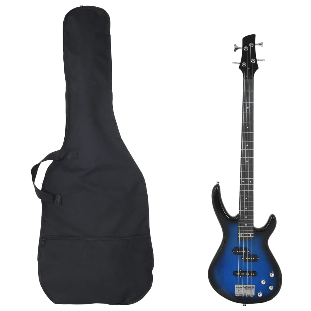 Basgitaar voor beginners elektrisch met tas 4/4 46" blauw zwart is nu te koop bij PeponiXL, paradijselijk wonen!