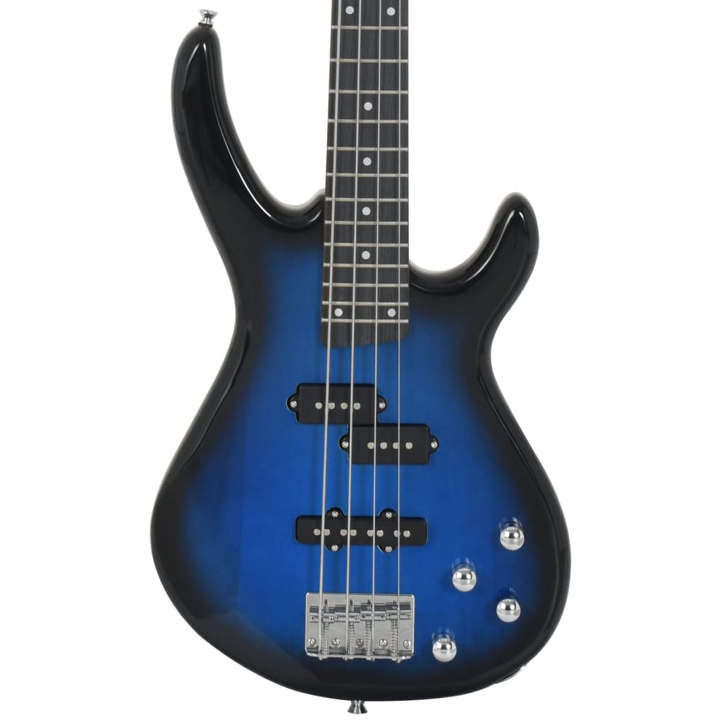 Basgitaar voor beginners elektrisch met tas 4/4 46" blauw zwart is nu te koop bij PeponiXL, paradijselijk wonen!