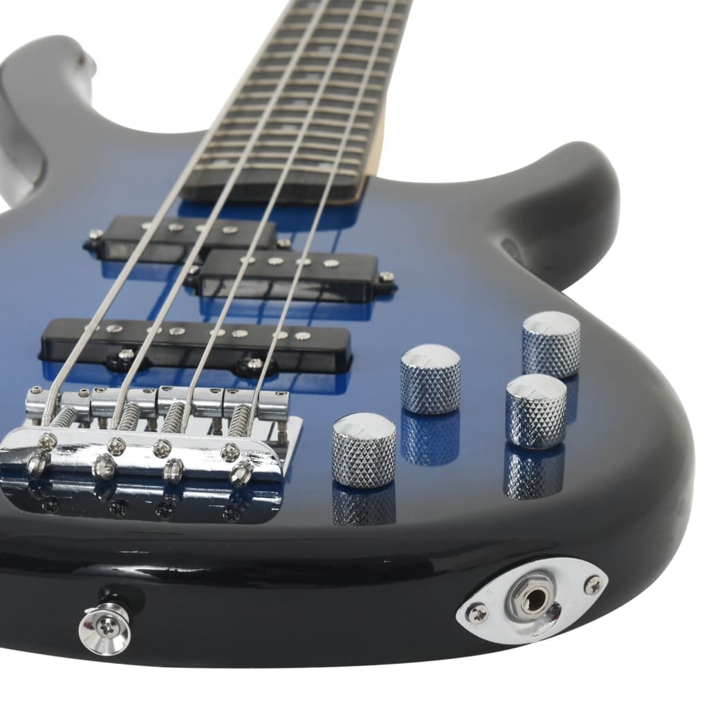 Basgitaar voor beginners elektrisch met tas 4/4 46" blauw zwart is nu te koop bij PeponiXL, paradijselijk wonen!