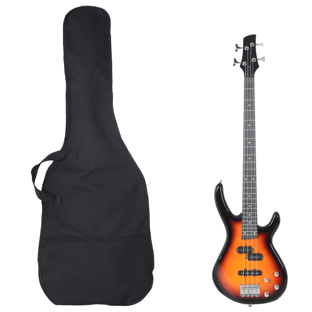 Basgitaar voor beginners elektrisch met tas 4/4 46" bruin zwart is nu te koop bij PeponiXL, paradijselijk wonen!