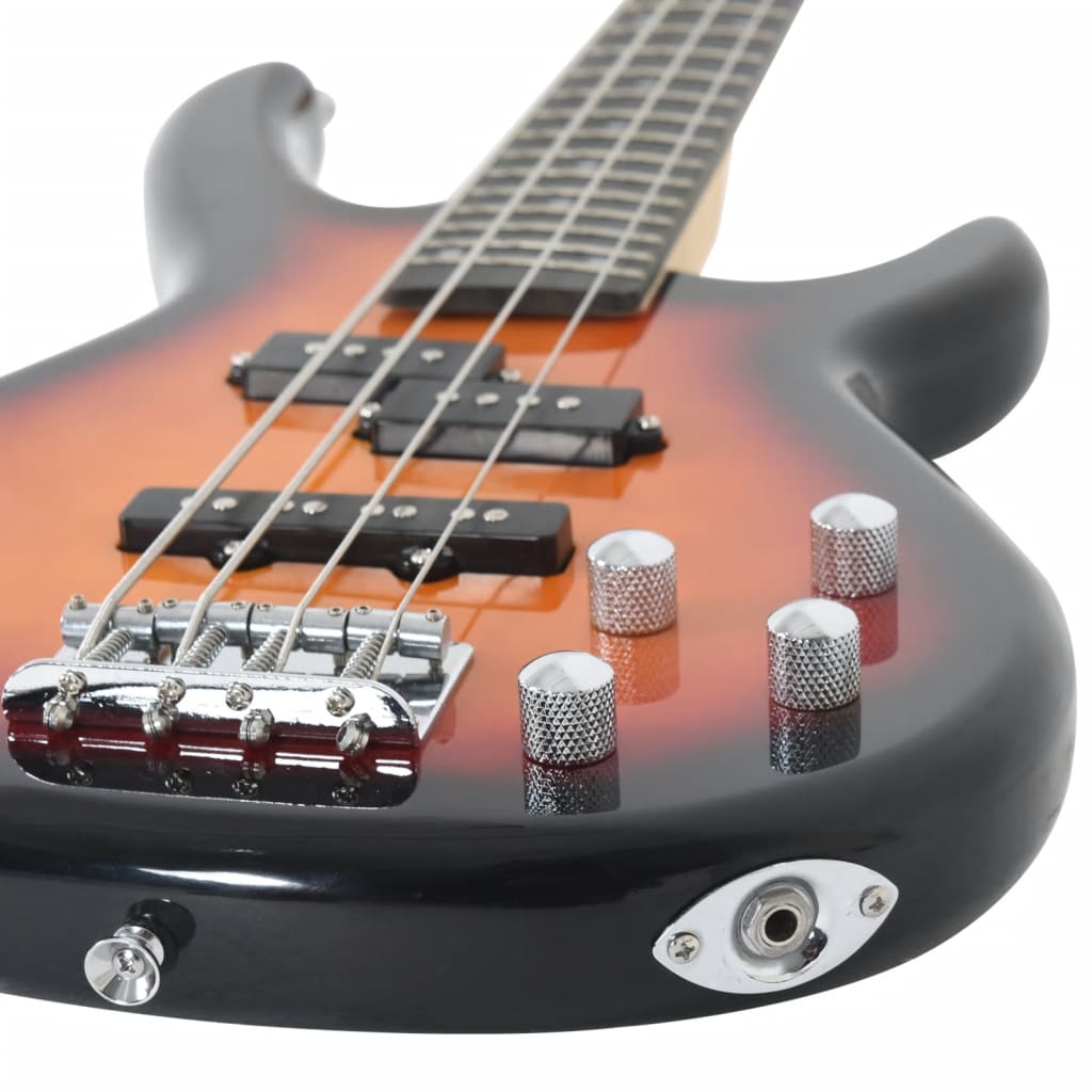 Basgitaar voor beginners elektrisch met tas 4/4 46" bruin zwart is nu te koop bij PeponiXL, paradijselijk wonen!