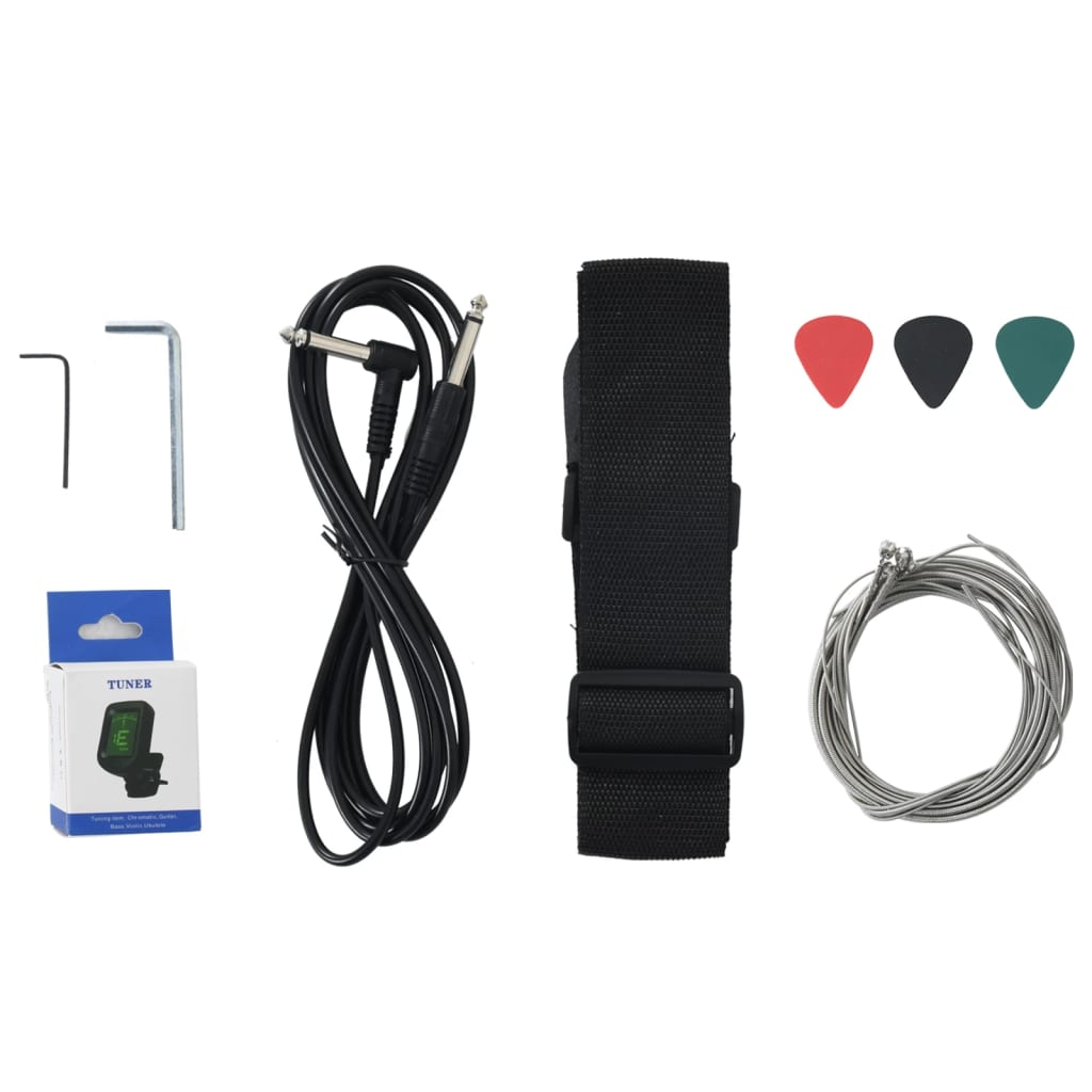 Basgitaar voor beginners elektrisch met tas 4/4 46" bruin wit is nu te koop bij PeponiXL, paradijselijk wonen!