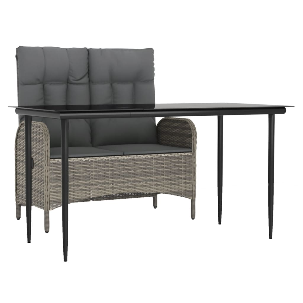 2-delige Tuinset met kussens poly rattan grijs is nu te koop bij PeponiXL, paradijselijk wonen!