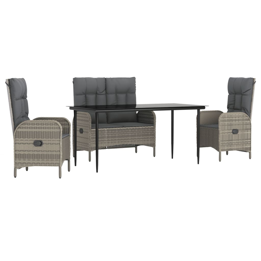 4-delige Tuinset met kussens poly rattan grijs is nu te koop bij PeponiXL, paradijselijk wonen!