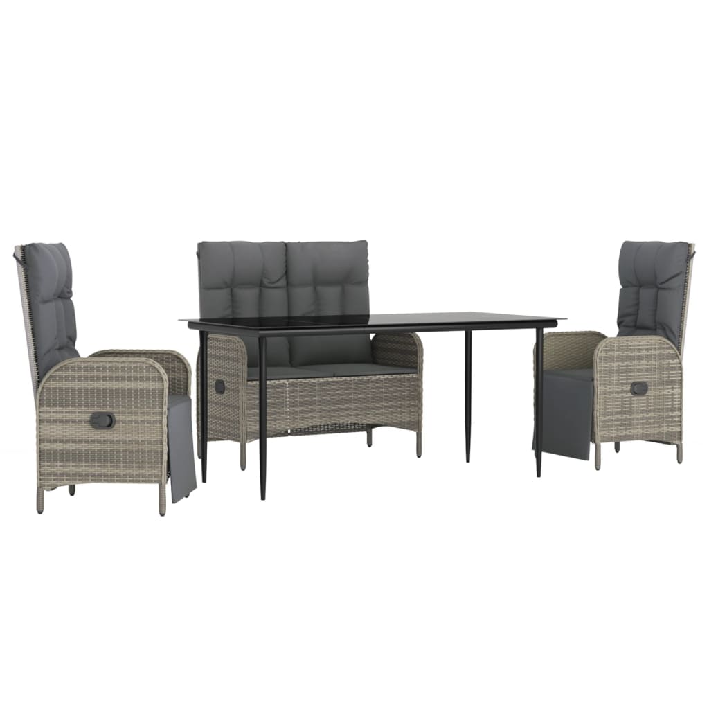 4-delige Tuinset met kussens poly rattan grijs is nu te koop bij PeponiXL, paradijselijk wonen!
