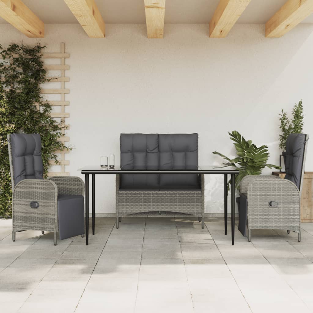 4-delige Tuinset met kussens poly rattan grijs is nu te koop bij PeponiXL, paradijselijk wonen!