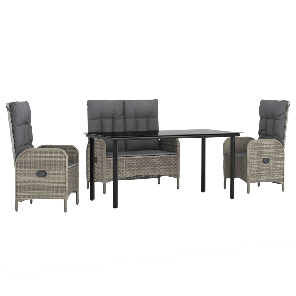 4-delige Tuinset met kussens poly rattan grijs is nu te koop bij PeponiXL, paradijselijk wonen!