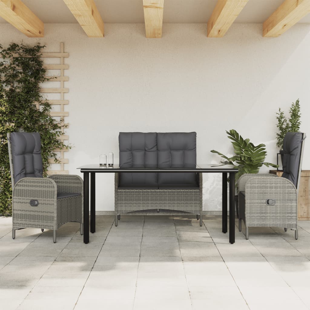 4-delige Tuinset met kussens poly rattan grijs is nu te koop bij PeponiXL, paradijselijk wonen!