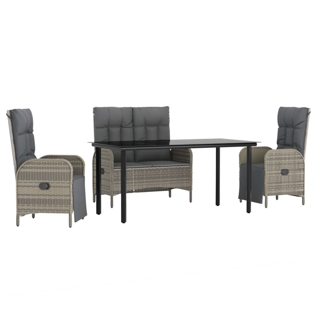 4-delige Tuinset met kussens poly rattan grijs is nu te koop bij PeponiXL, paradijselijk wonen!