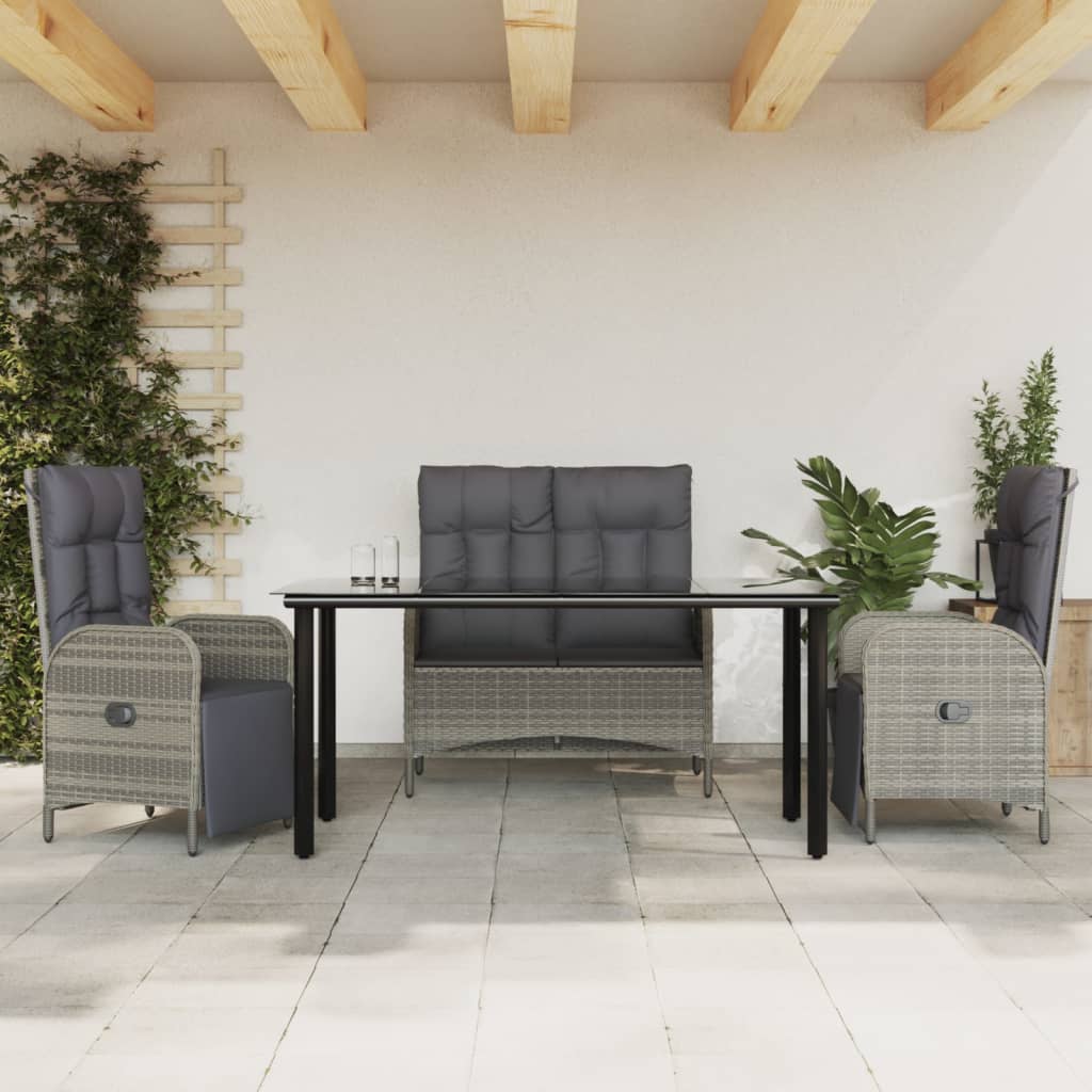 4-delige Tuinset met kussens poly rattan grijs is nu te koop bij PeponiXL, paradijselijk wonen!