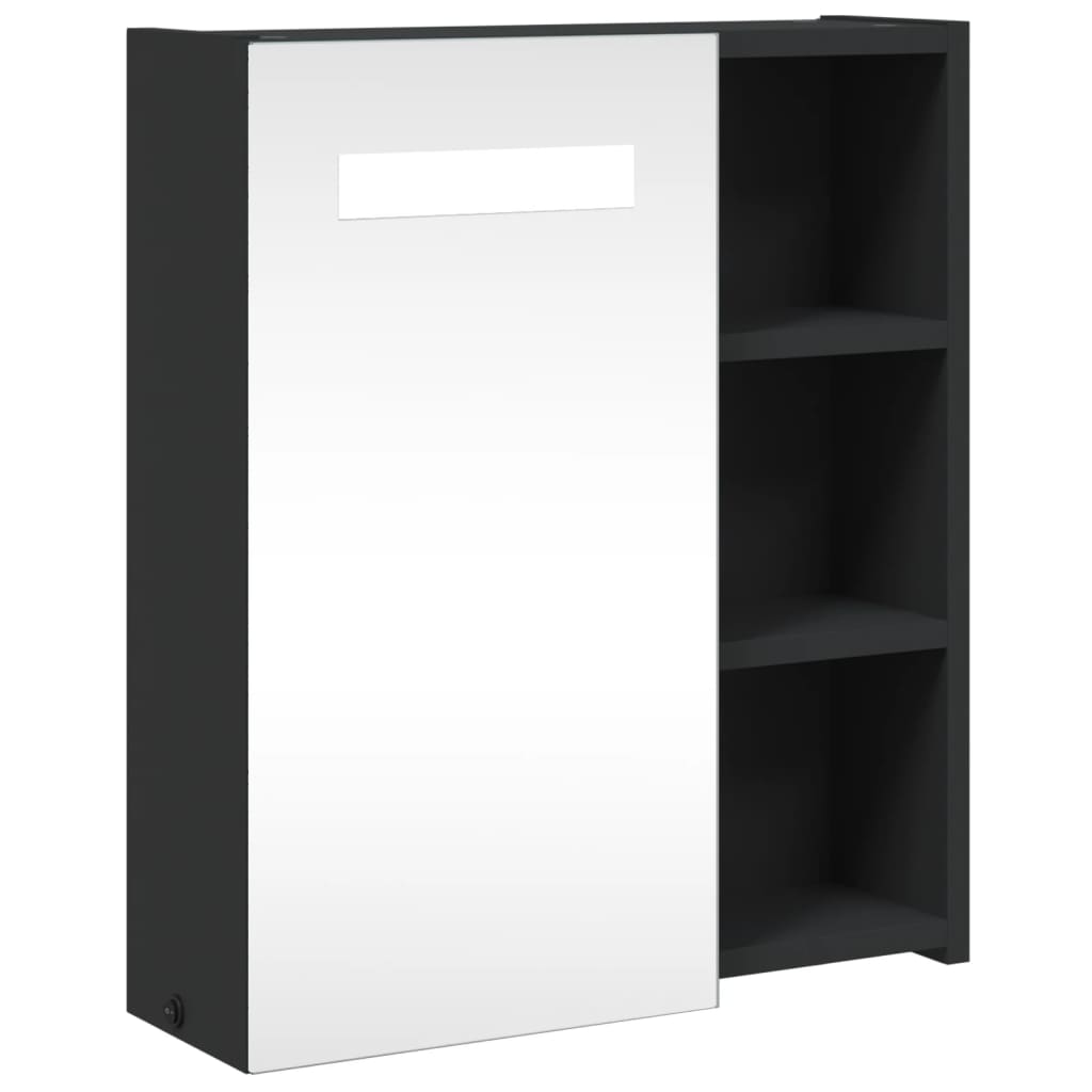 Badkamerkast met spiegel en LED 45x13x52 cm zwart is nu te koop bij PeponiXL, paradijselijk wonen!