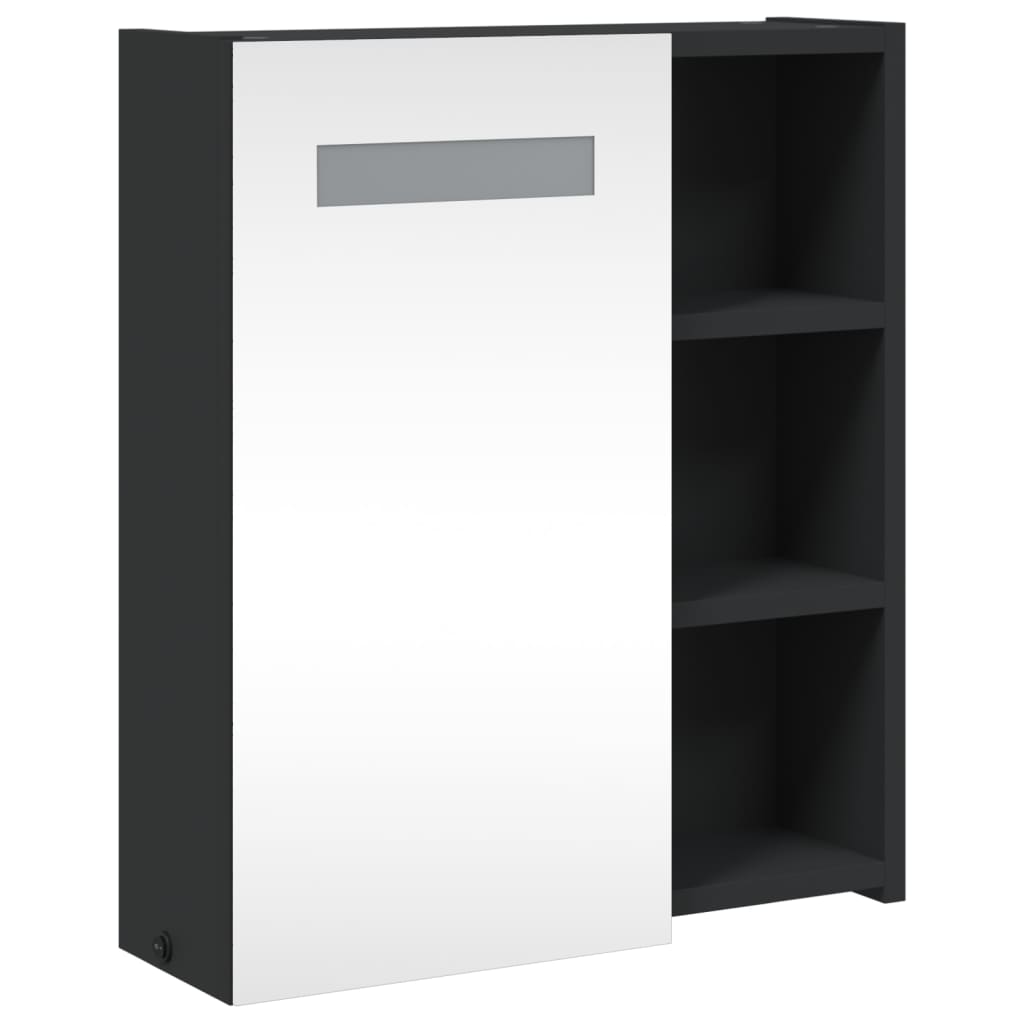 Badkamerkast met spiegel en LED 45x13x52 cm zwart is nu te koop bij PeponiXL, paradijselijk wonen!