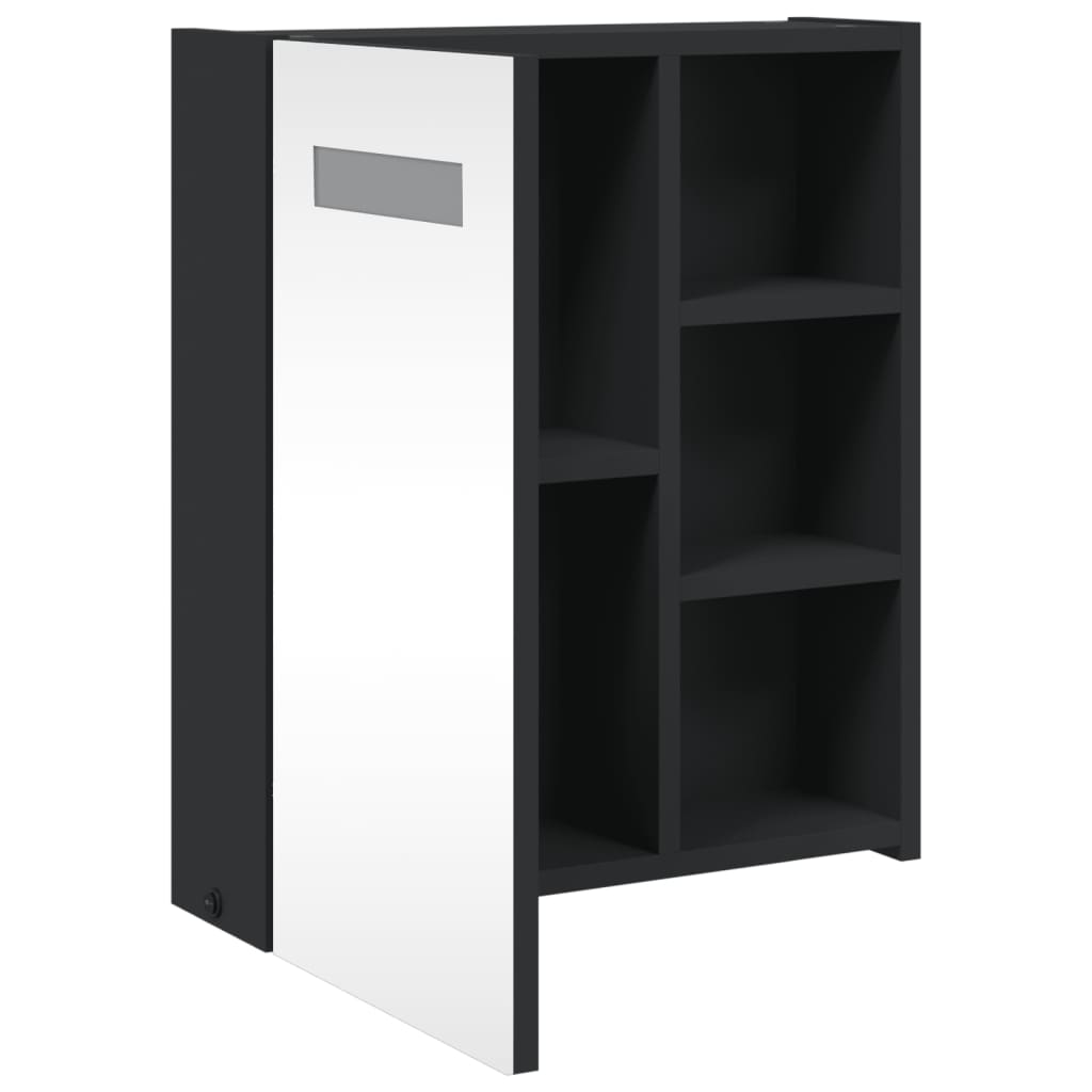 Badkamerkast met spiegel en LED 45x13x52 cm zwart is nu te koop bij PeponiXL, paradijselijk wonen!