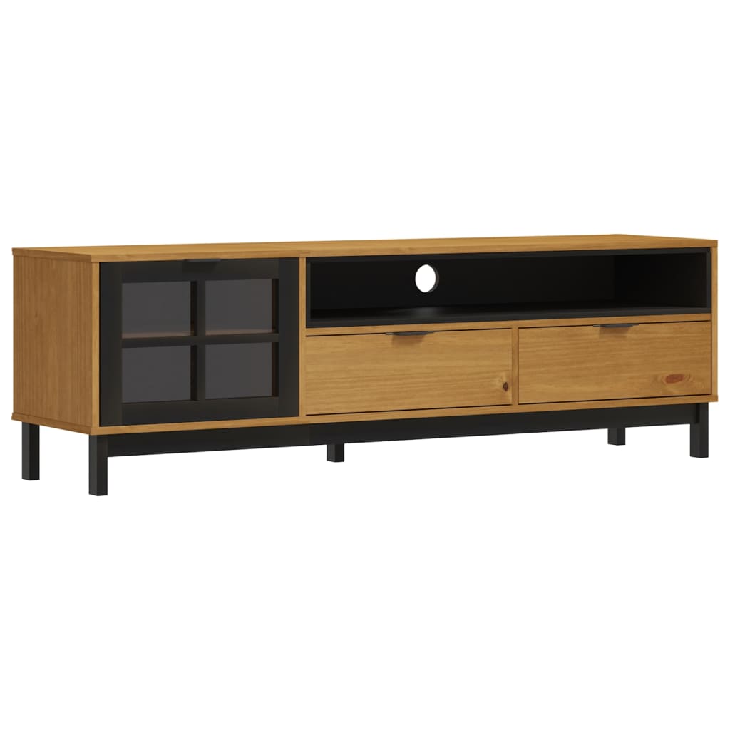 TV-meubel met glazen deur FLAM 158x40x50 cm massief grenenhout is nu te koop bij PeponiXL, paradijselijk wonen!