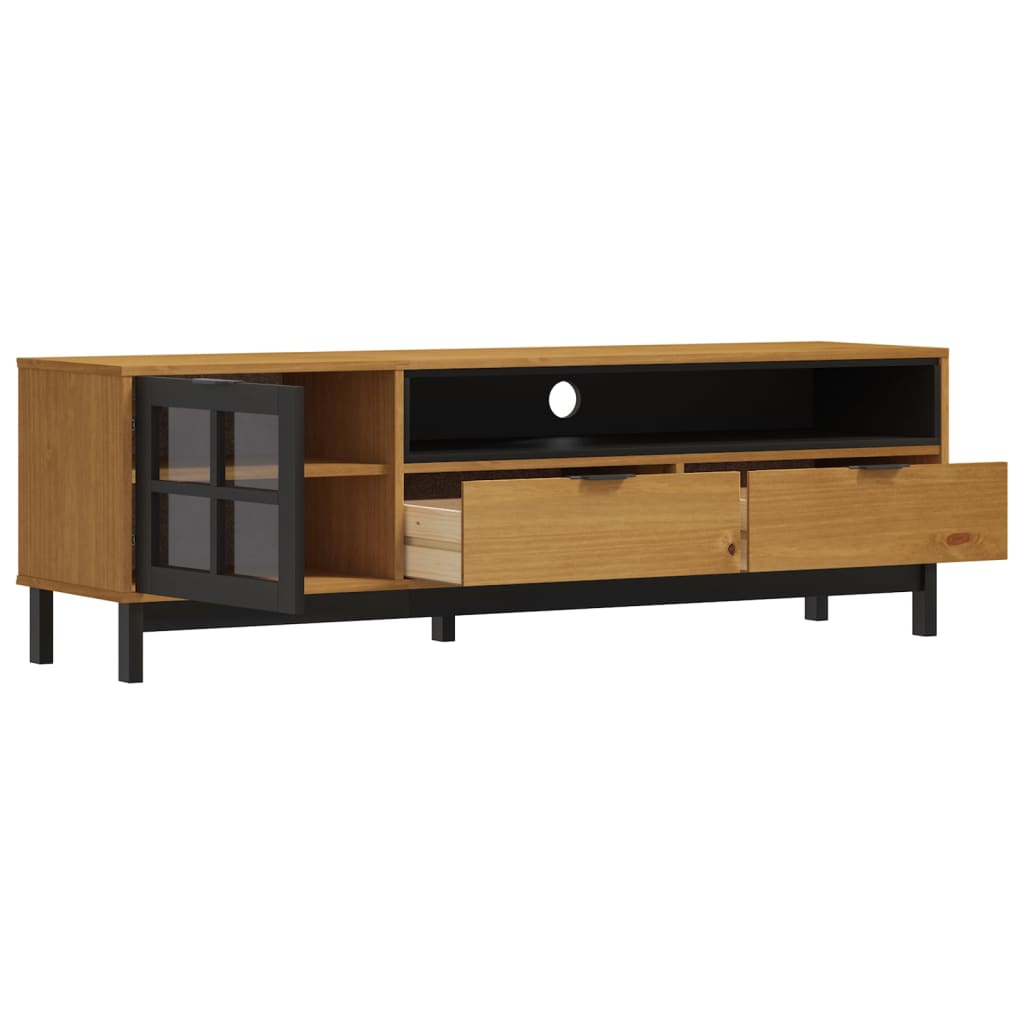TV-meubel met glazen deur FLAM 158x40x50 cm massief grenenhout is nu te koop bij PeponiXL, paradijselijk wonen!