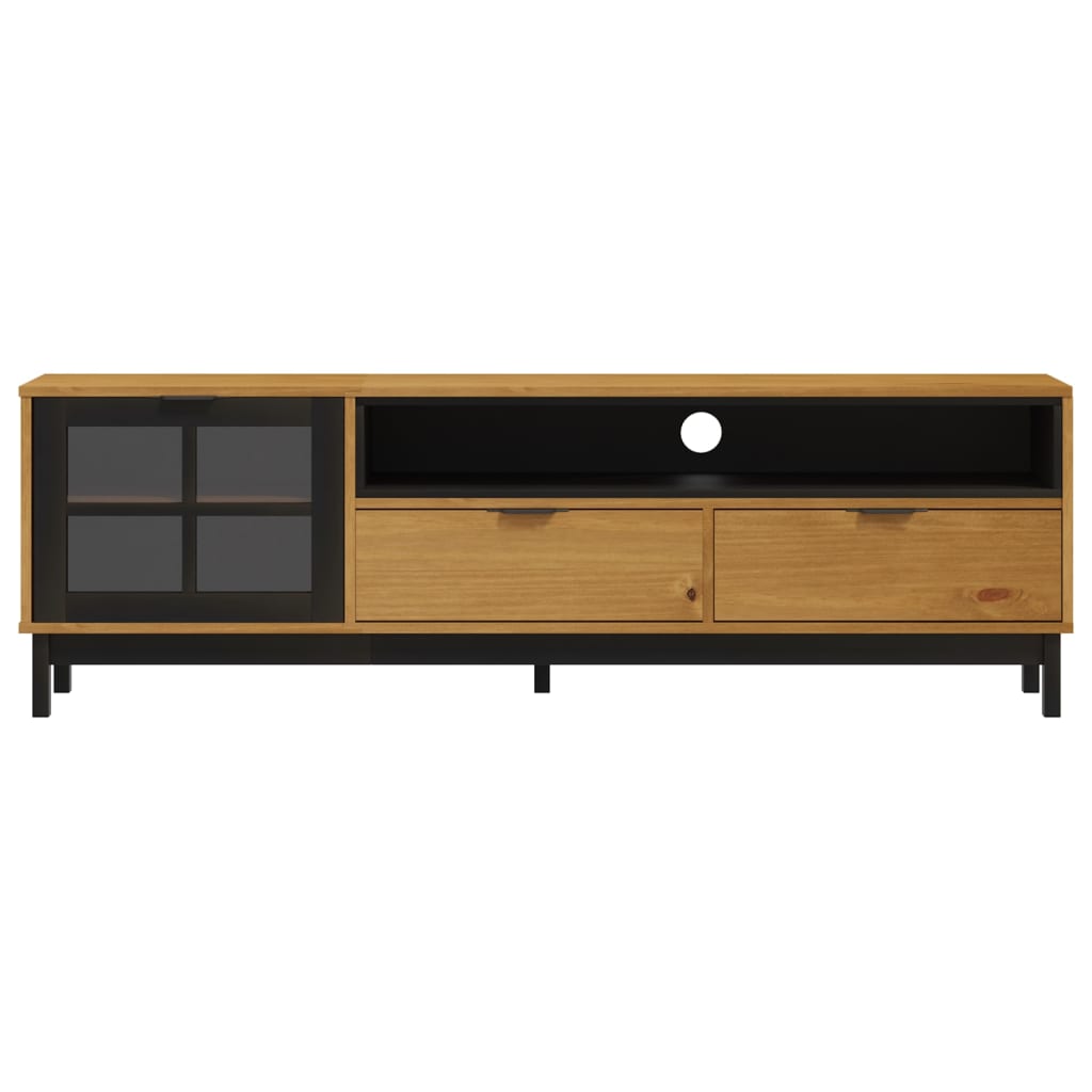 TV-meubel met glazen deur FLAM 158x40x50 cm massief grenenhout is nu te koop bij PeponiXL, paradijselijk wonen!