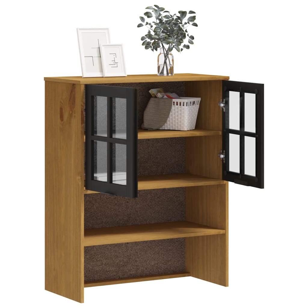 Opzetkast met glazen deuren FLAM massief grenenhout is nu te koop bij PeponiXL, paradijselijk wonen!