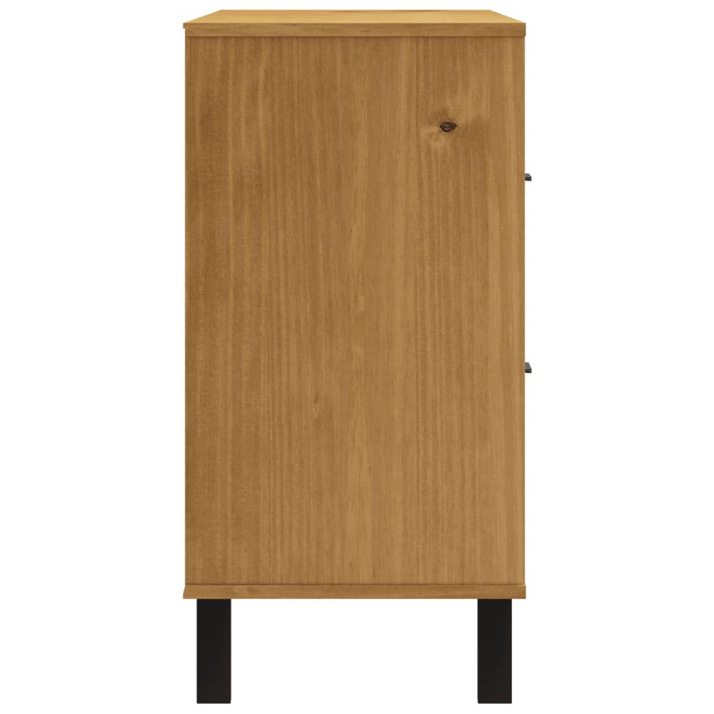 Dressoir met glazen deuren FLAM 110x40x80 cm massief grenenhout is nu te koop bij PeponiXL, paradijselijk wonen!