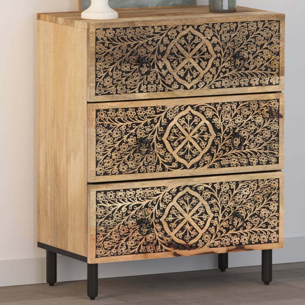 Bijzetkast 60x33x75 cm massief mangohout is nu te koop bij PeponiXL, paradijselijk wonen!