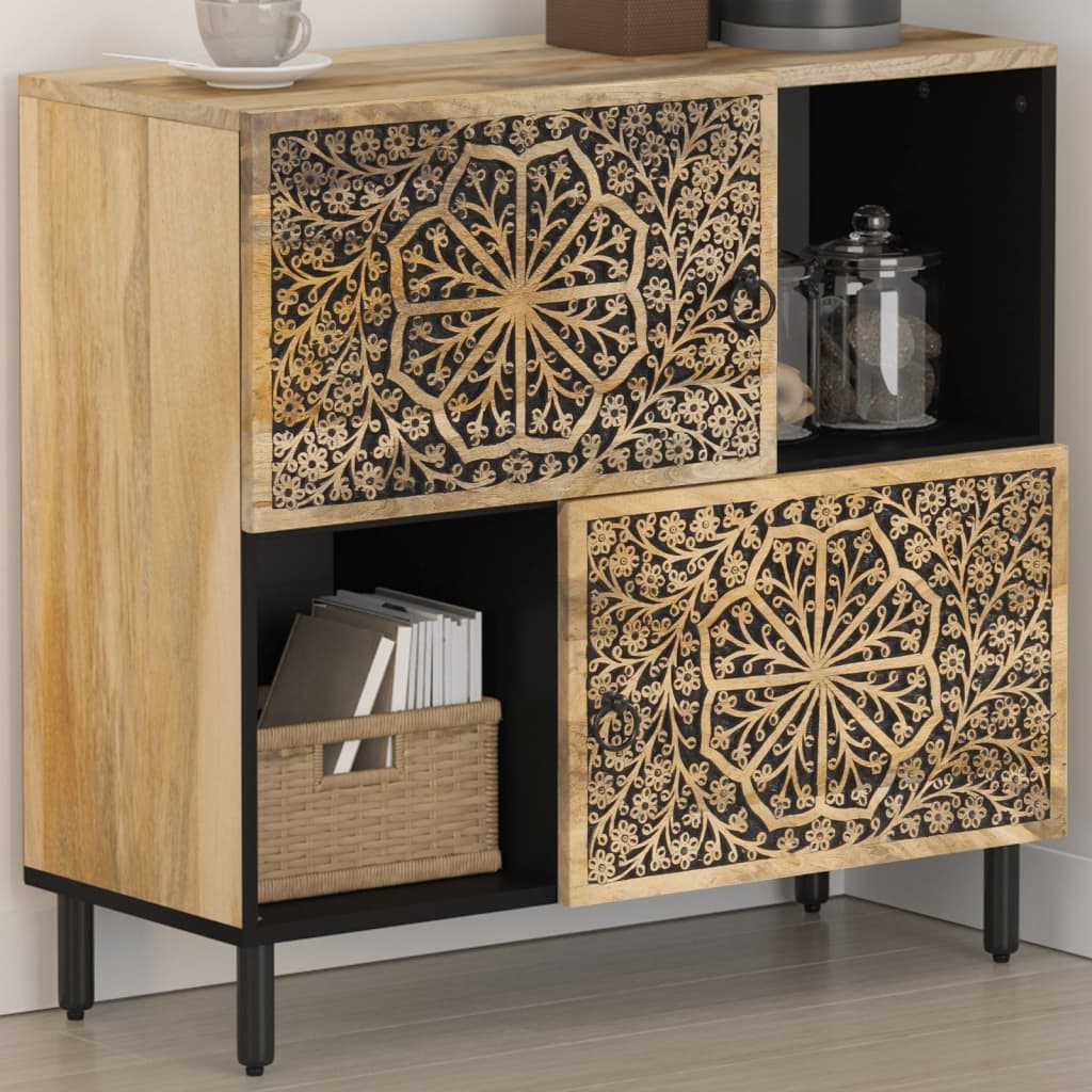 Bijzetkast 80x33x75 cm massief mangohout is nu te koop bij PeponiXL, paradijselijk wonen!